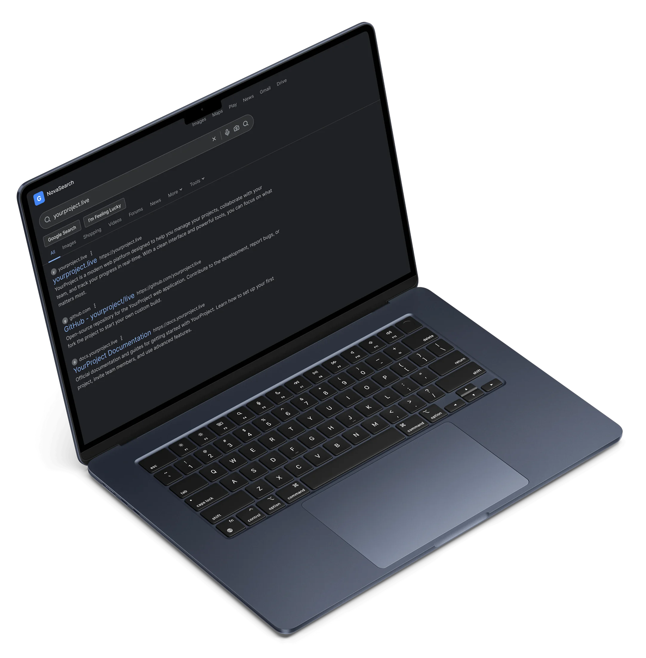 Laptop mockup of a deployed student project